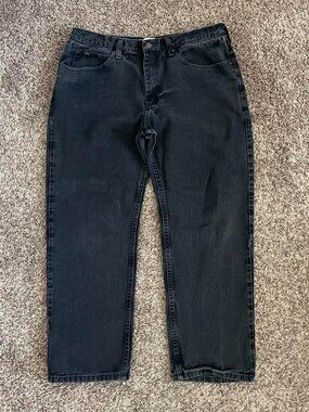 Vintage Lee Faded Black Denim Jeans Baggy Straight Y2K 2000s Grunge